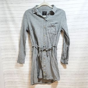 A&F LONG SLEEVE UTILITY STYLE SHIRT DRESS, SZ MEDIUM GRAY CHAMBRAY STRIPE